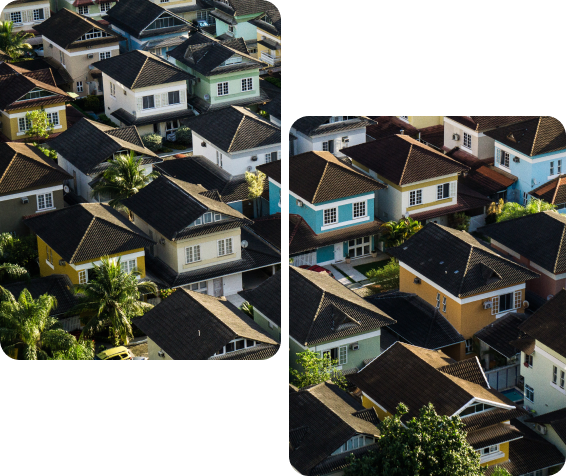 Residential neighborhood viewed from above